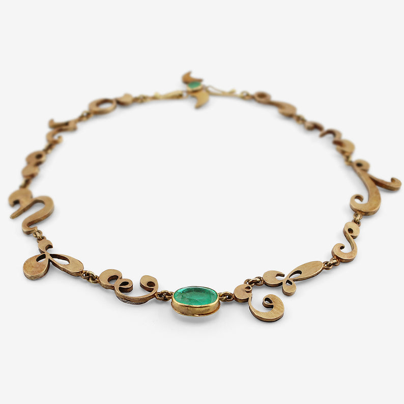 JUDY GEIB 18K TEXTY NECKLACE WITH COLOMBIAN EMERALD, 10.79CT