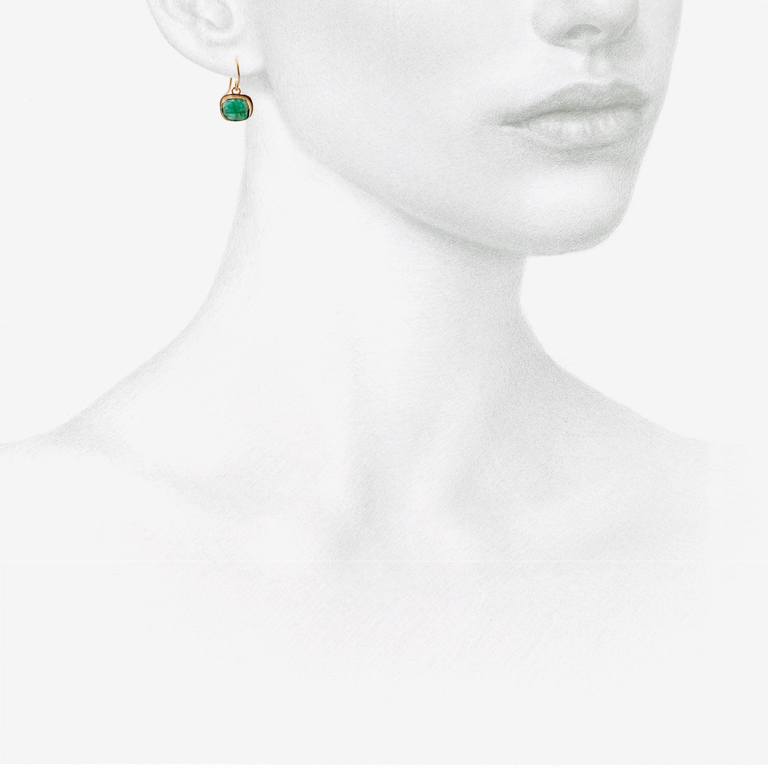JUDY GEIB 18K & ROSE-CUT EMERALD SINGLE DROP EARRINGS, 2.54CT