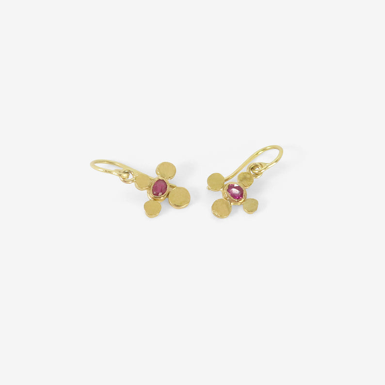 JUDY GEIB 22K & RUBY TINY SQUASH EARRINGS