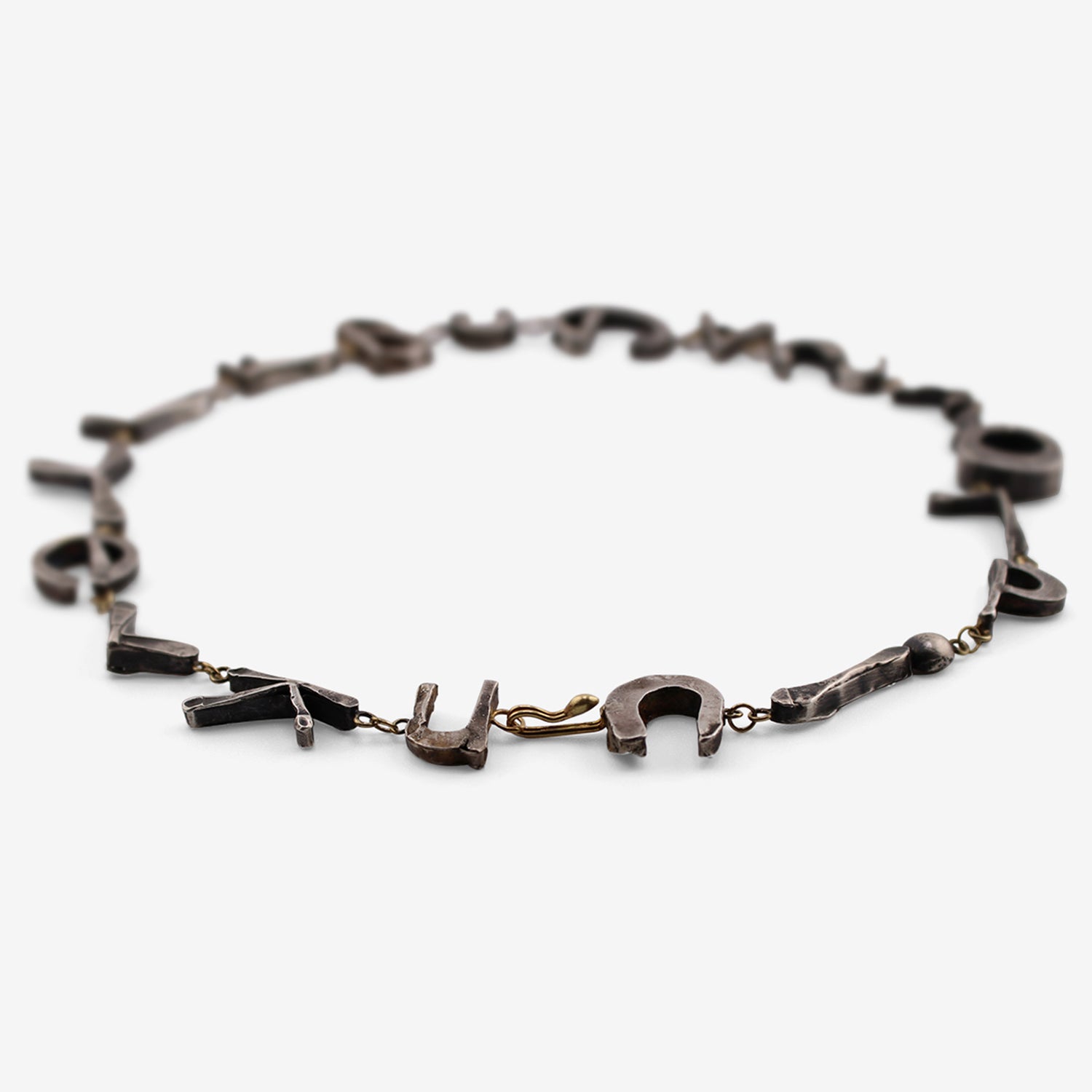 JUDY GEIB 18K & SILVER TEA LENGTH LETTER NECKLACE