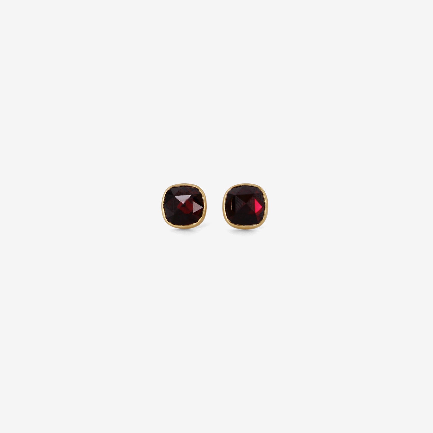 LOLA BROOKS 18K & ANTIQUE CUSHION-SHAPED ROSE-CUT GARNET STUDS, 5.9CT