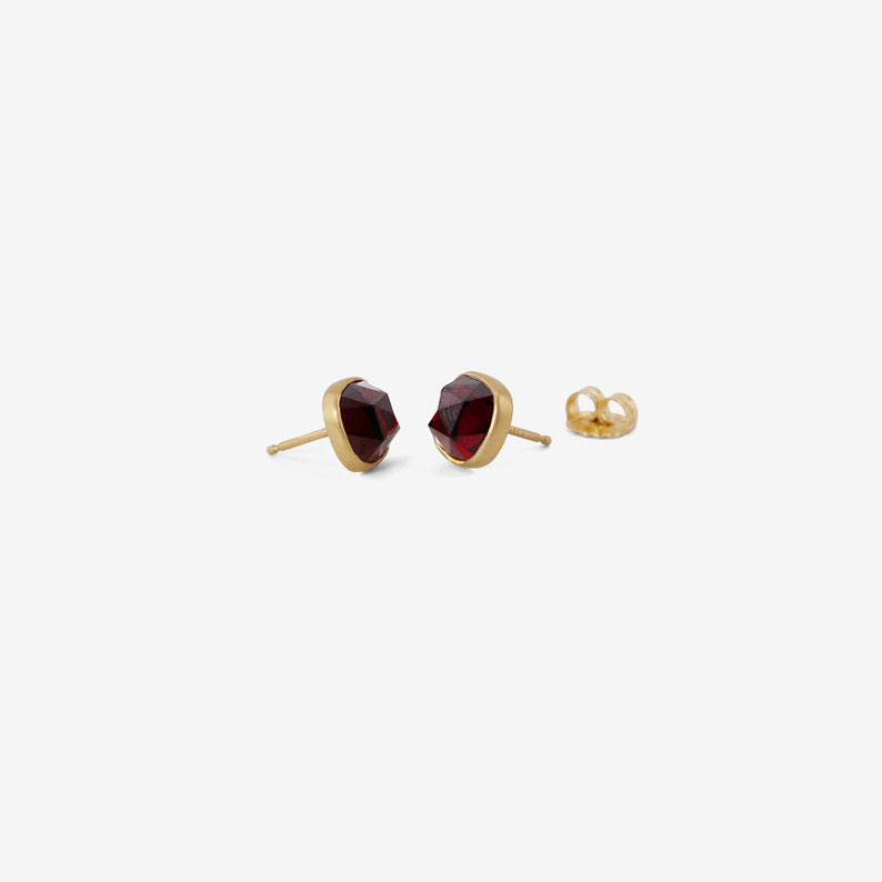 LOLA BROOKS 18K & ANTIQUE CUSHION-SHAPED ROSE-CUT GARNET STUDS, 5.9CT