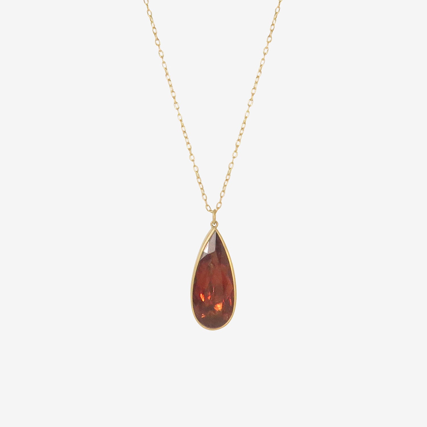 LOLA BROOKS 18K & LARGE TEARDROP-SHAPED BLOOD ORANGE TOURMALINE PENDANT, 26.11CT