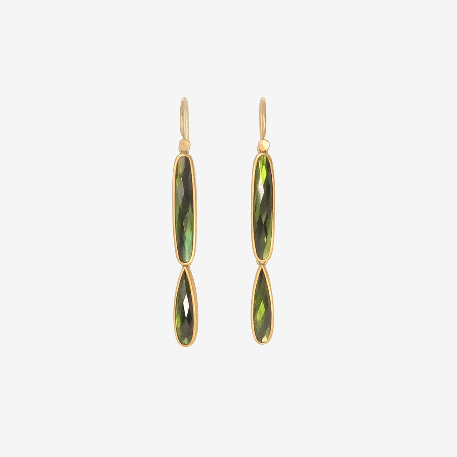 LOLA BROOKS 22K & GREEN TOURMALINE DOUBLE DROP EARRINGS, 8.16CT