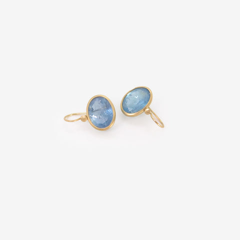 LOLA BROOKS 18K & OVAL AQUAMARINE EARRINGS, 16.13CT