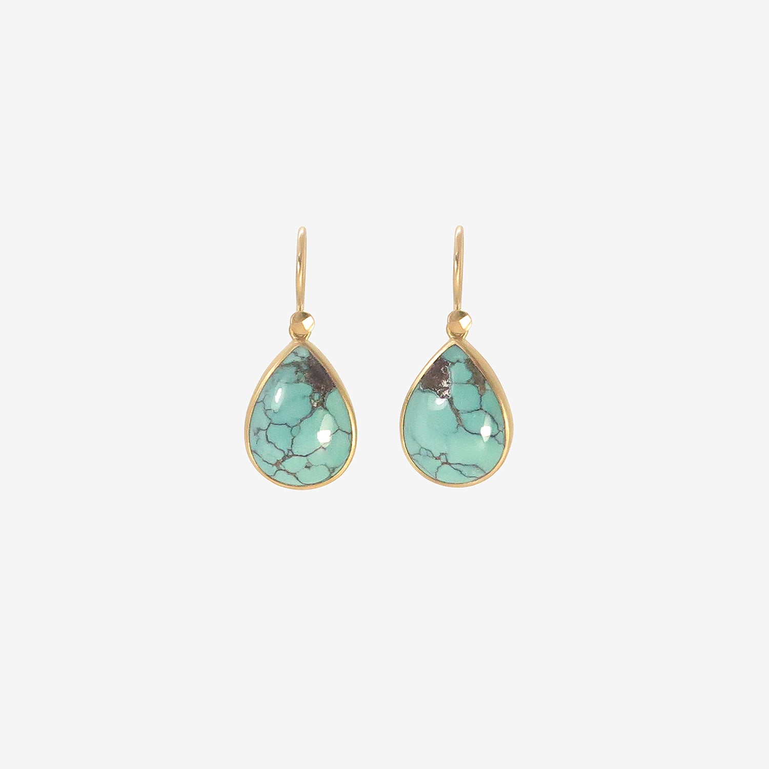 LOLA BROOKS 18K & TEARDROP-SHAPED TIBETAN TURQUOISE EARRINGS, 8.91CT