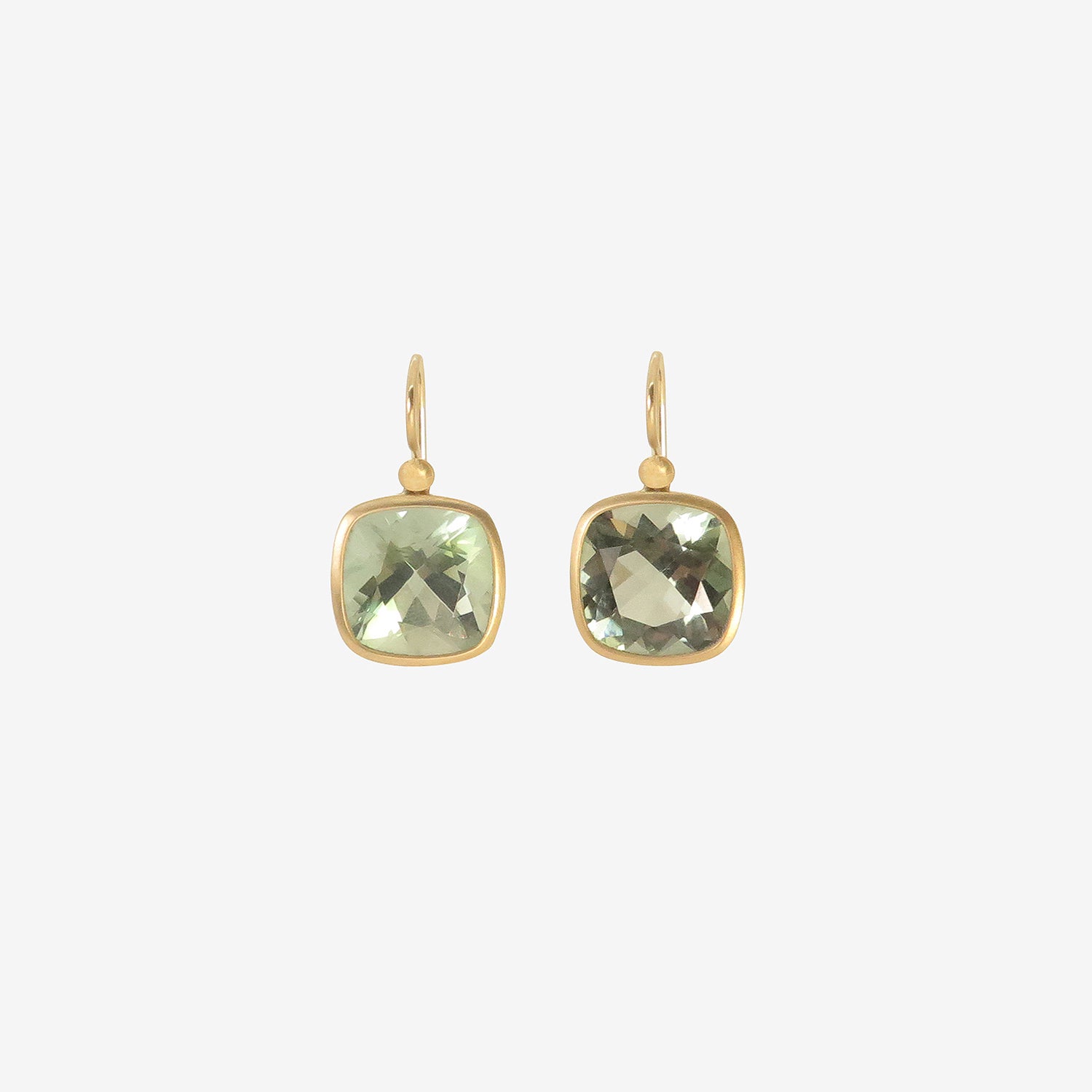 LOLA BROOKS 18K & CUSHION-SHAPED PRASIOLITE EARRINGS, 29.38CT