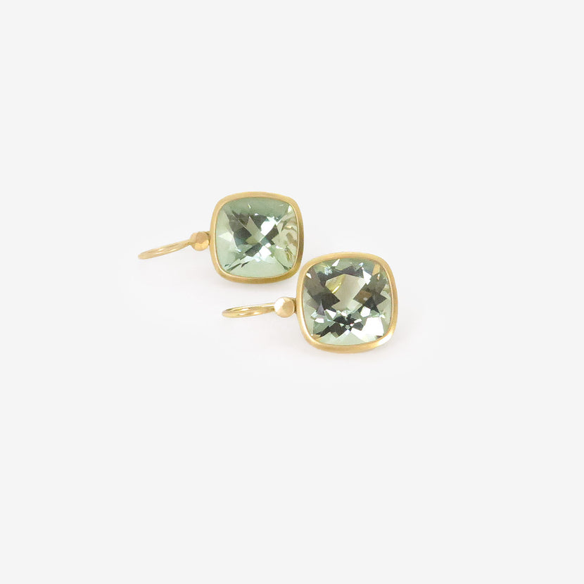 LOLA BROOKS 18K & CUSHION-SHAPED PRASIOLITE EARRINGS, 29.38CT