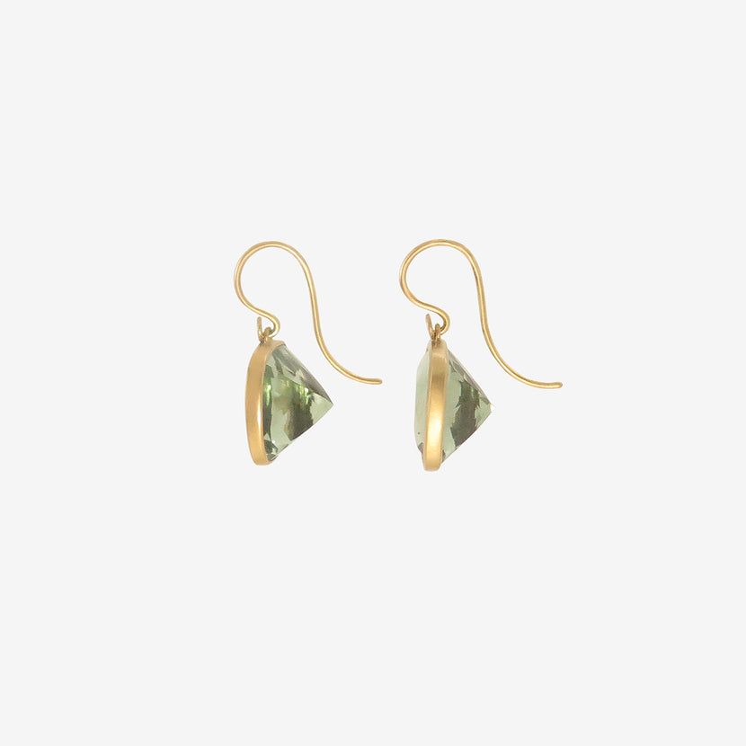LOLA BROOKS 18K & CUSHION-SHAPED PRASIOLITE EARRINGS, 29.38CT