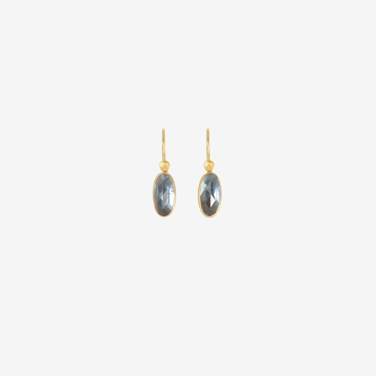 LOLA BROOKS 18K & TINY ELONGATED OVAL LONDON BLUE TOPAZ EARRINGS, 4.82CT