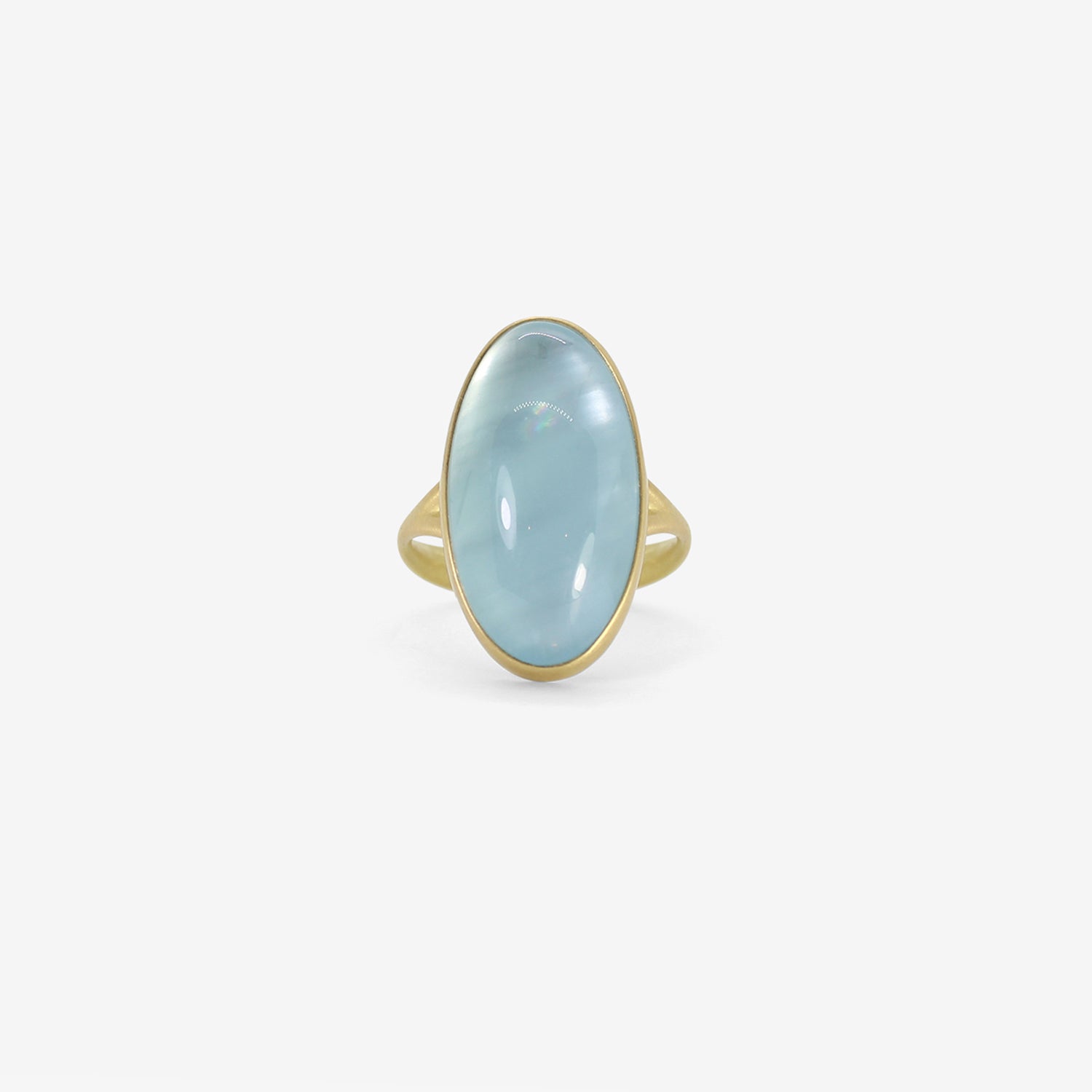LOLA BROOKS 18K & ELONGATED OVAL AQUAMARINE RING, 13.92CT