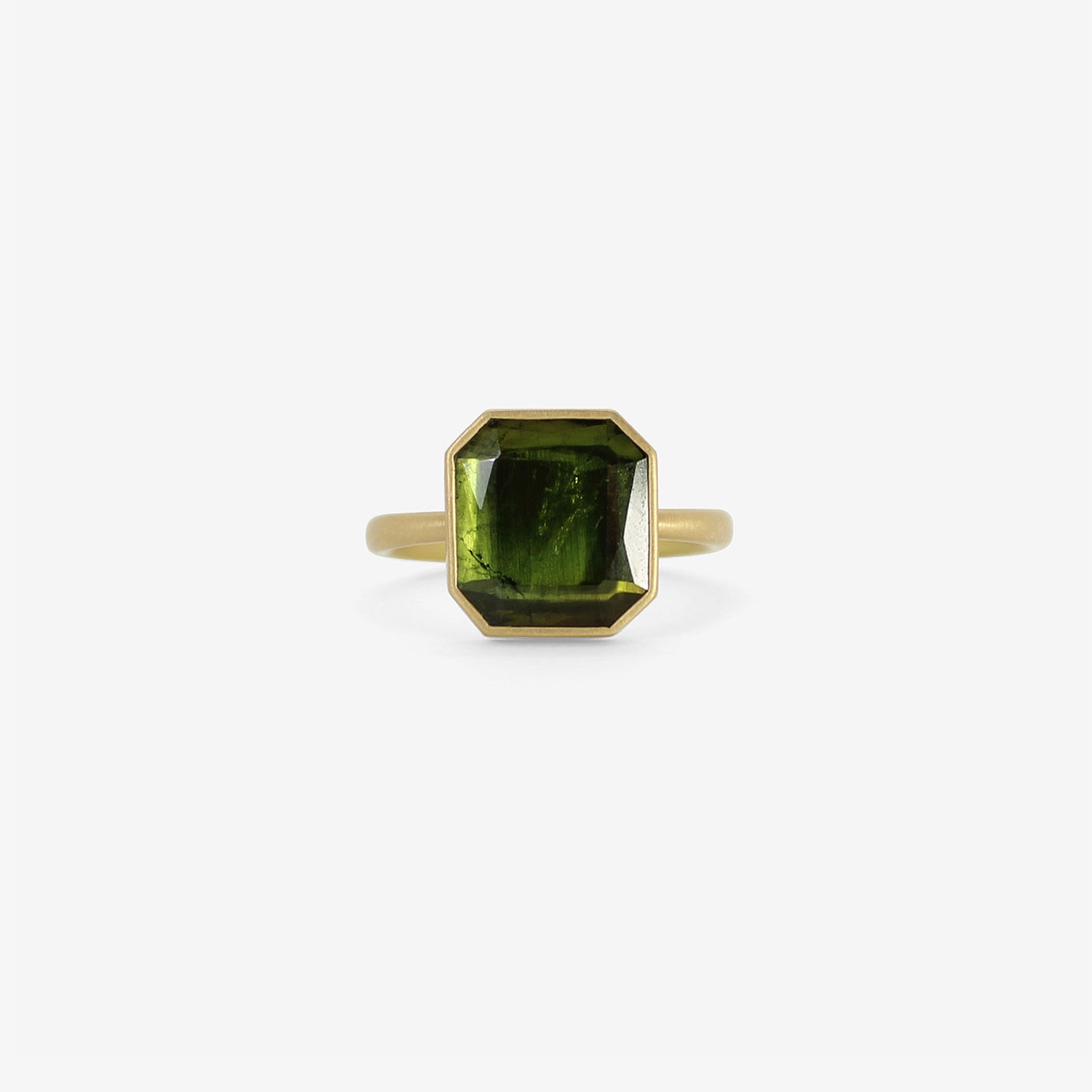 LOLA BROOKS 18K & EMERALD-CUT GREEN TOURMALINE SEQUIN RING, 2.29CT
