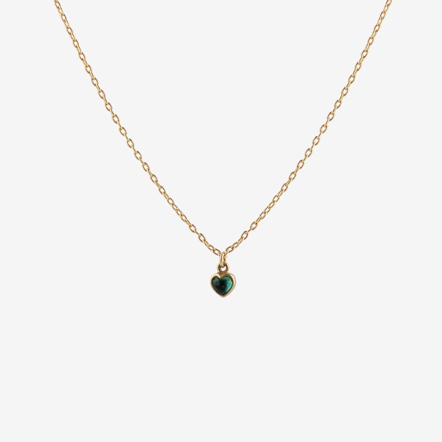 LOLA BROOKS 18K & TINY EMERALD SWEETHEART PENDANT, .11CT
