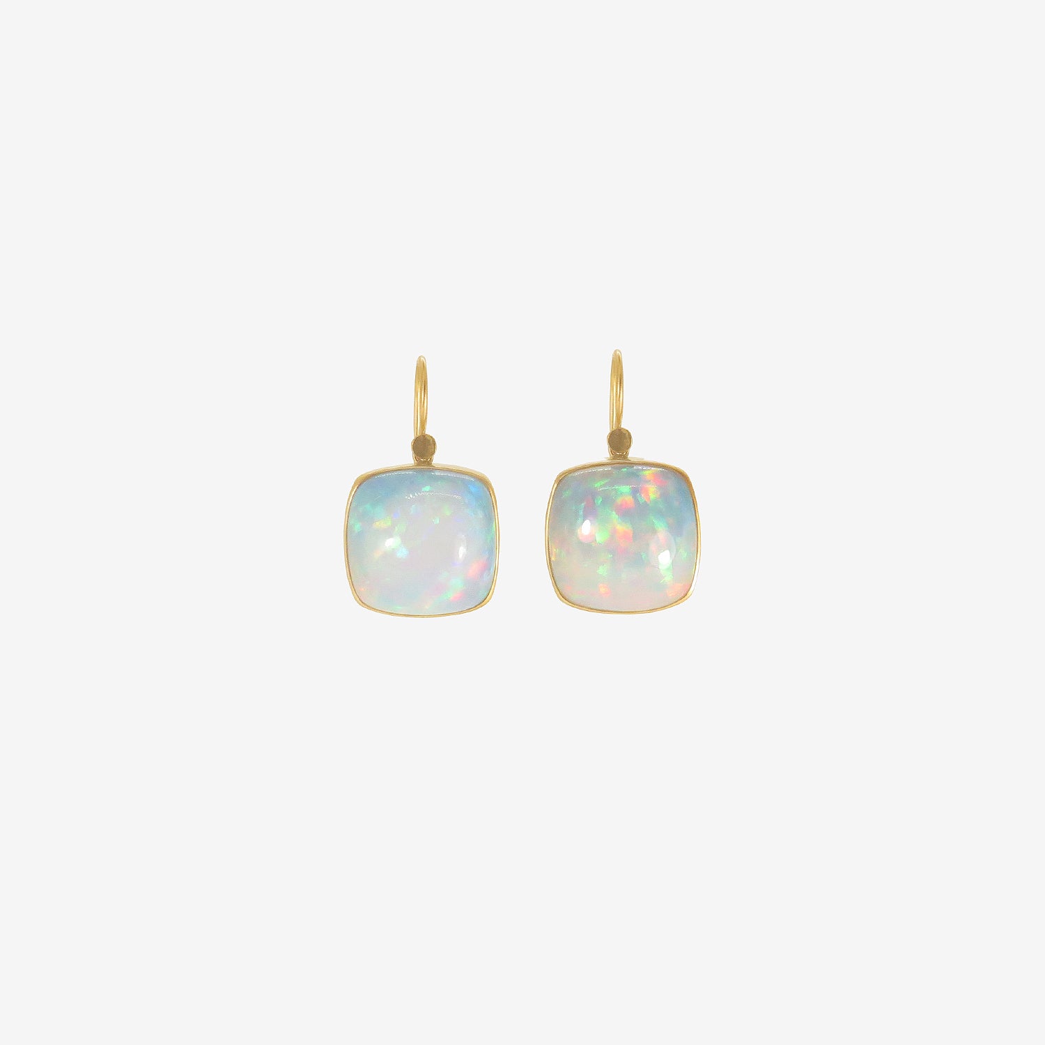LOLA BROOKS 18K & CUSHION ETHIOPIAN OPAL DROP EARRINGS, 28.01CT