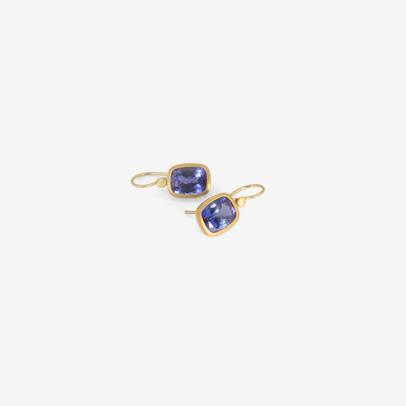 LOLA BROOKS 18K & FANCY TANZANITE CUSHION DROP EARRINGS, 8.83CT