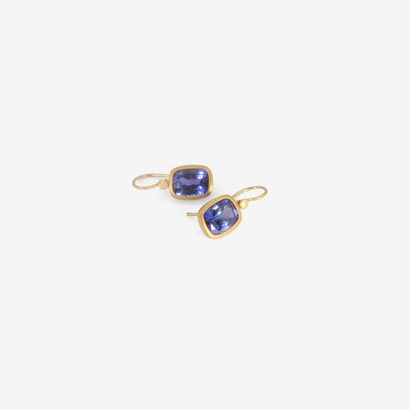 LOLA BROOKS 18K & FANCY TANZANITE CUSHION DROP EARRINGS, 8.83CT