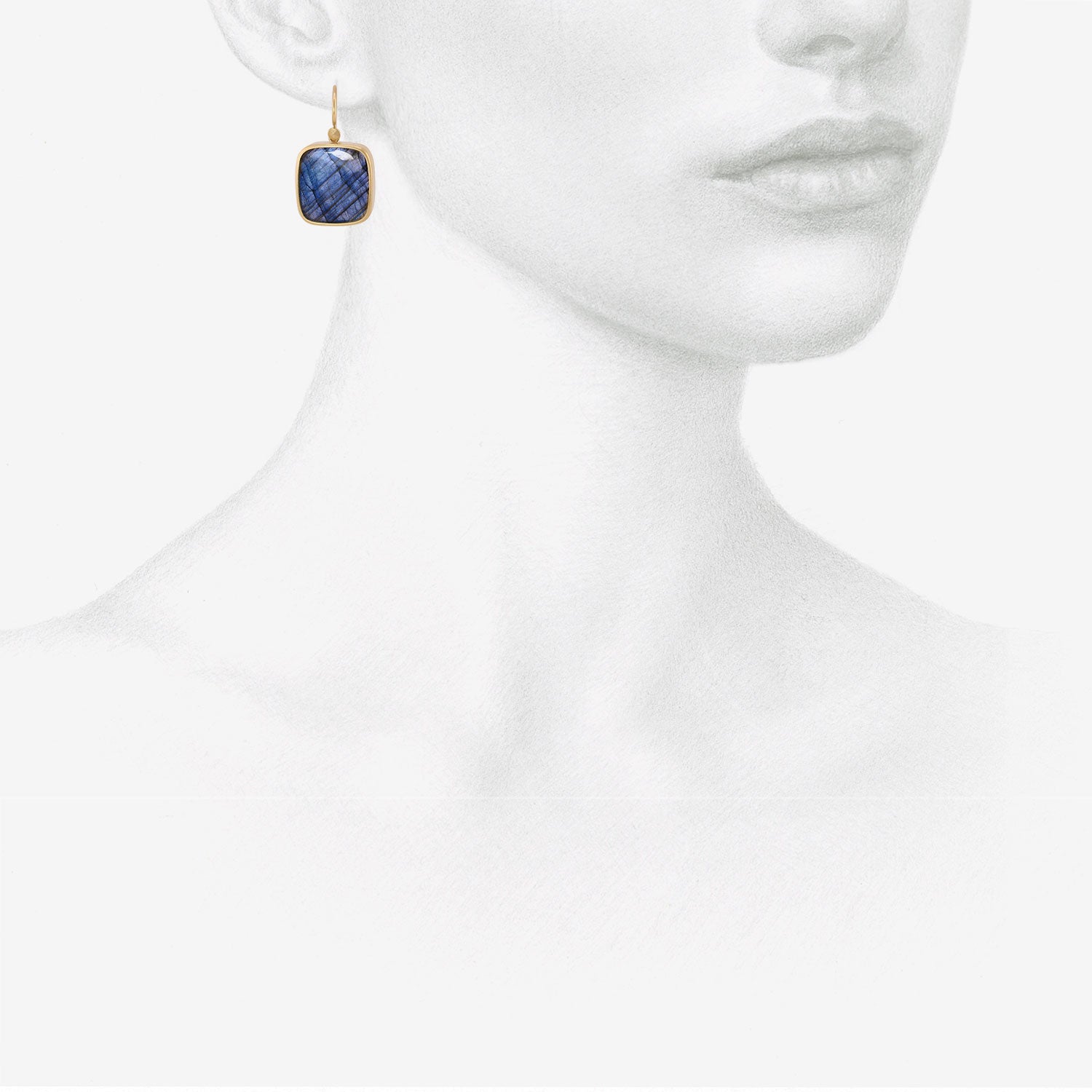 LOLA BROOKS 18K & CUSHION-SHAPED LABRADORITE DROP EARRINGS, 16.93CT