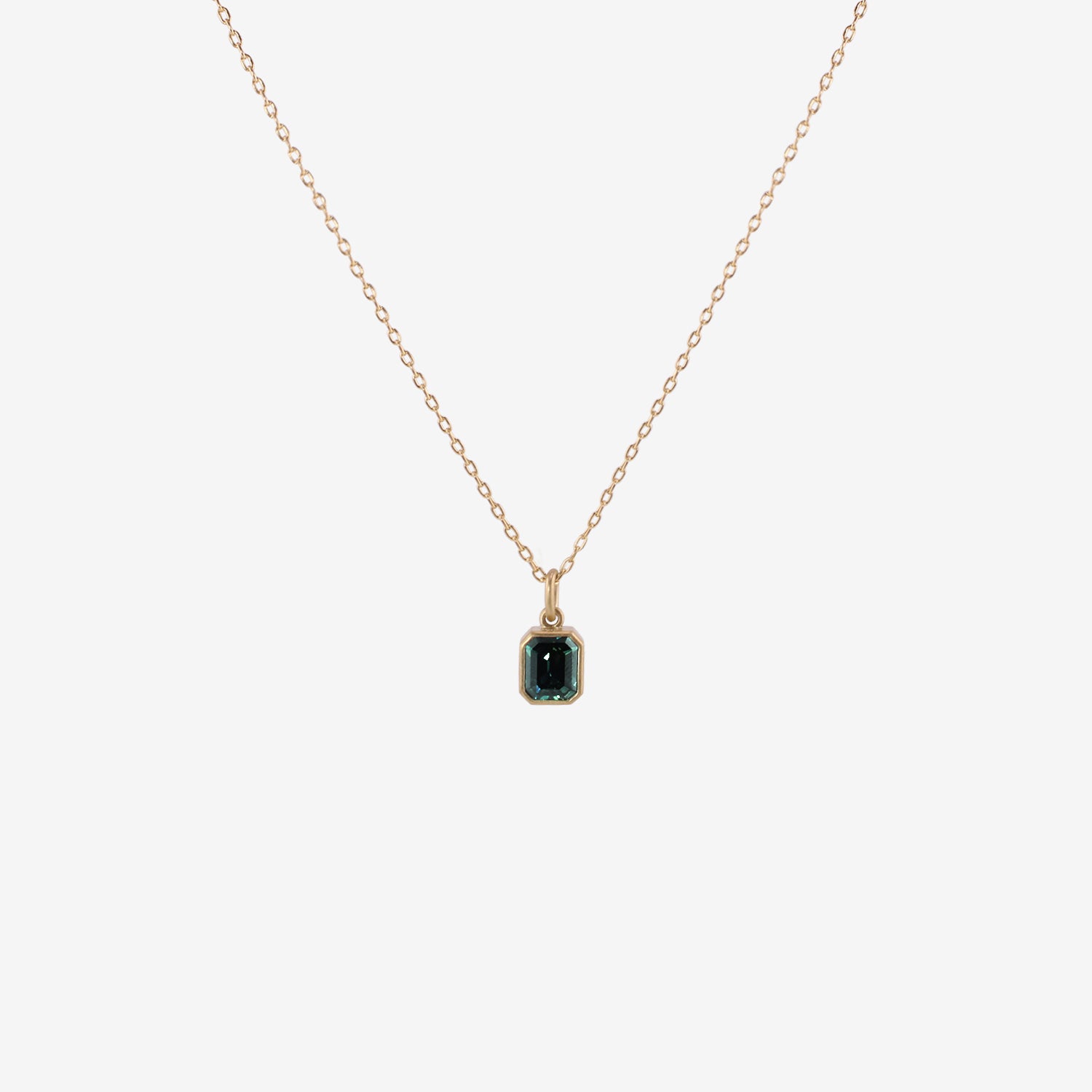 LOLA BROOKS 18K & EMERALD-CUT TEAL BLUE MADAGASCAR SAPPHIRE PENDANT, 1.97CT
