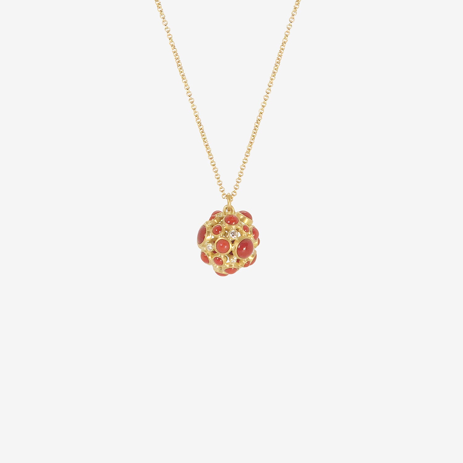 LOLA BROOKS 22K & CORAL BAUBLE NECKLACE WITH DIAMONDS