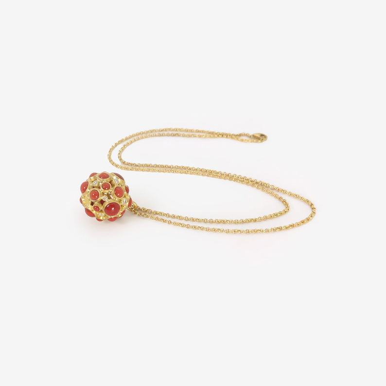 LOLA BROOKS 22K & CORAL BAUBLE NECKLACE WITH DIAMONDS