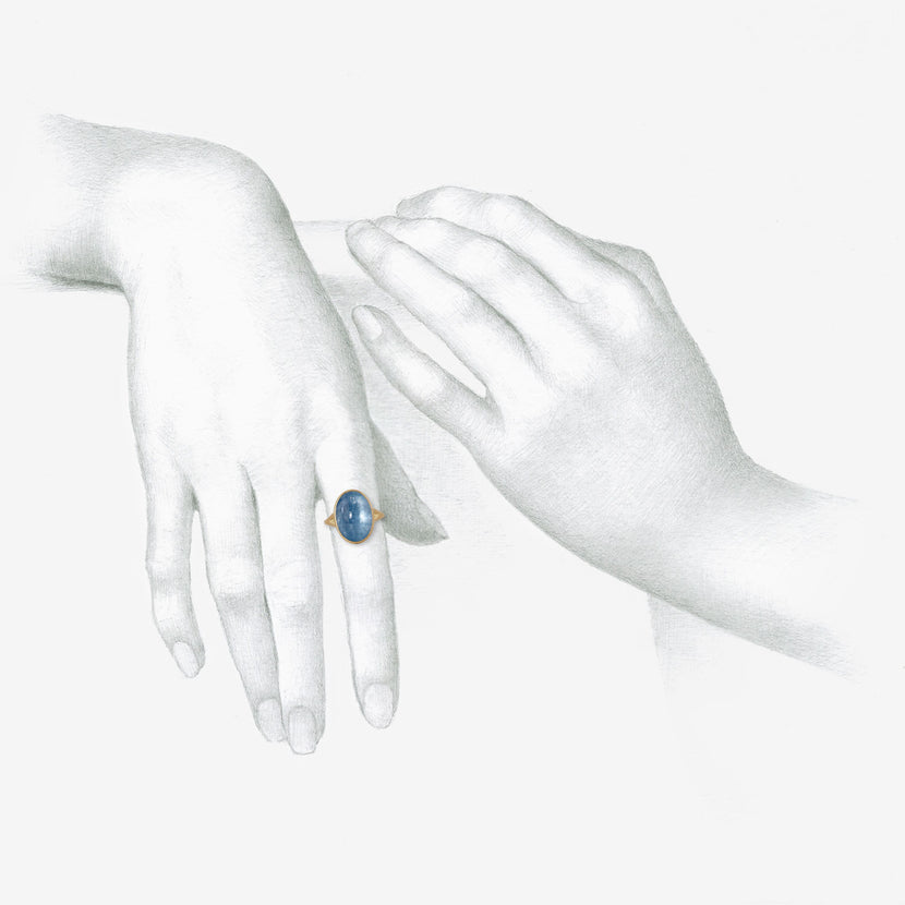 LOLA BROOKS 18K & OVAL AQUAMARINE RING, 7.45CT