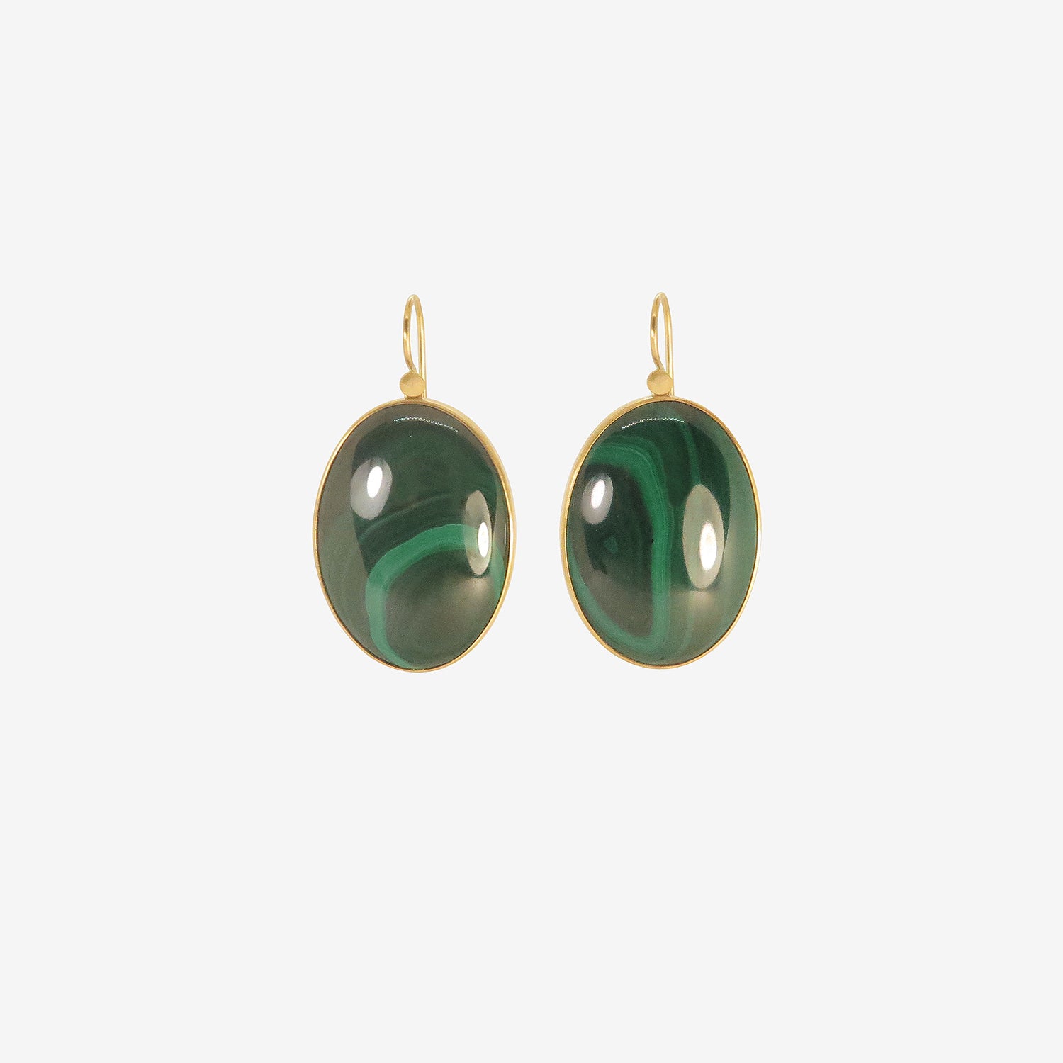 LOLA BROOKS 18K & OVAL MALACHITE DROP EARRINGS, 75.01CT