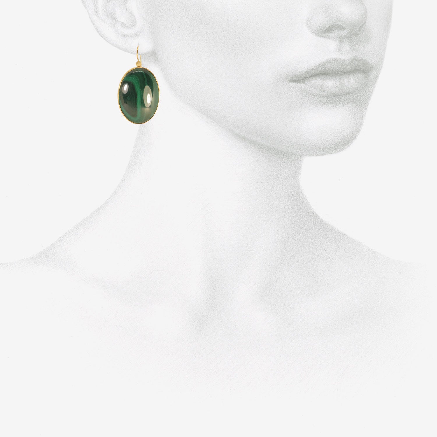 LOLA BROOKS 18K & OVAL MALACHITE DROP EARRINGS, 75.01CT