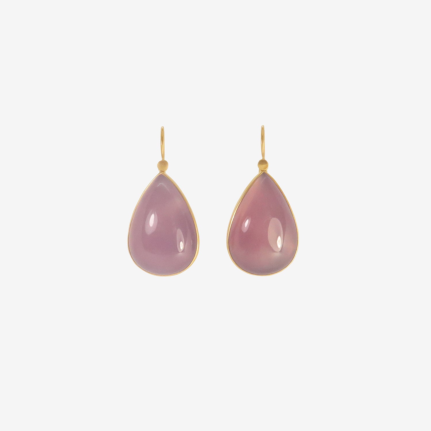 LOLA BROOKS TEARDROP-SHAPED PURPLE CHALCEDONY DROP EARRINGS, 42.9CT