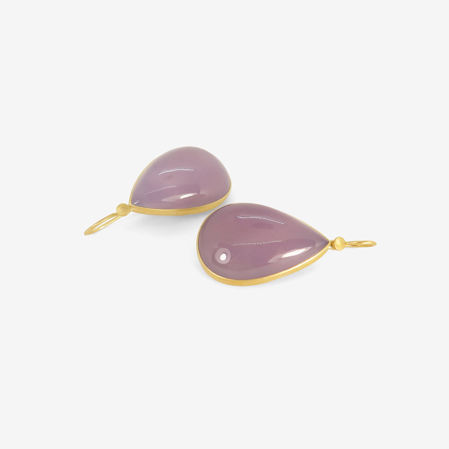 LOLA BROOKS TEARDROP-SHAPED PURPLE CHALCEDONY DROP EARRINGS, 42.9CT