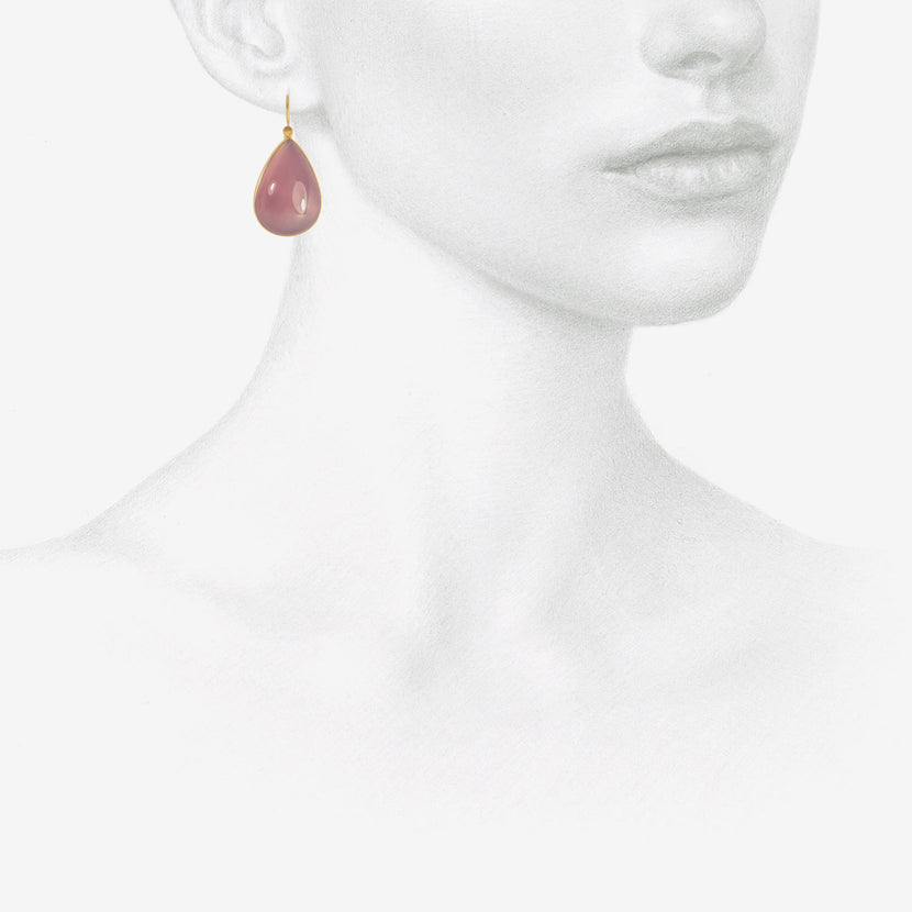 LOLA BROOKS TEARDROP-SHAPED PURPLE CHALCEDONY DROP EARRINGS, 42.9CT