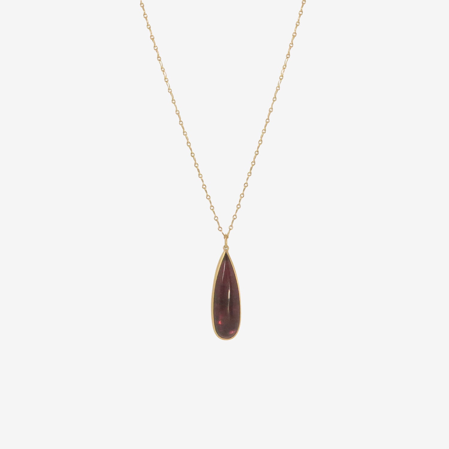 LOLA BROOKS 18K & LONG TEARDROP-SHAPED RED TOURMALINE PENDANT, 15.12CT