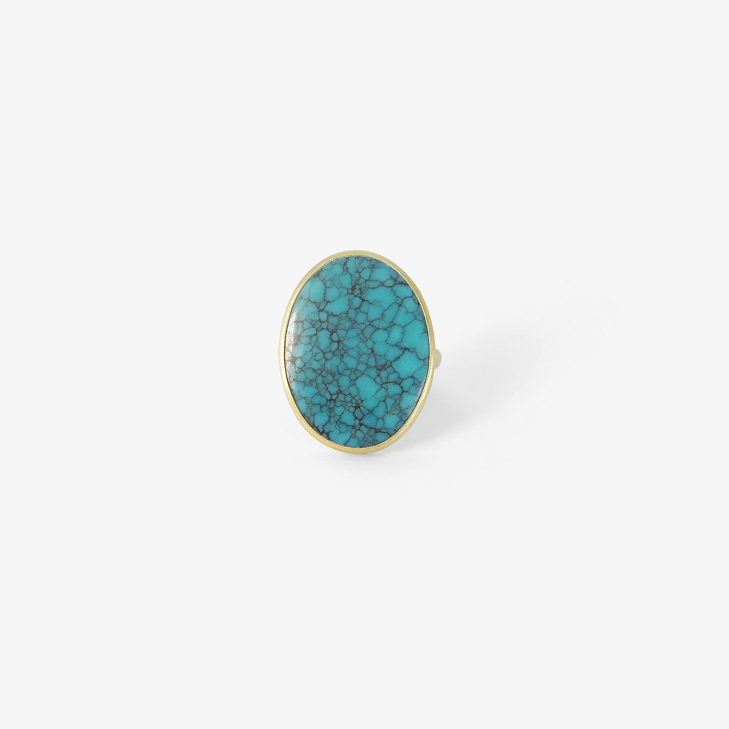 LOLA BROOKS 18K & FLAT OVAL PERSIAN TURQUOISE RING, 9.41CT