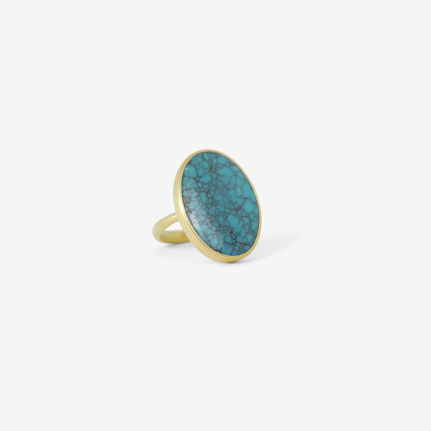 LOLA BROOKS 18K & FLAT OVAL PERSIAN TURQUOISE RING, 9.41CT