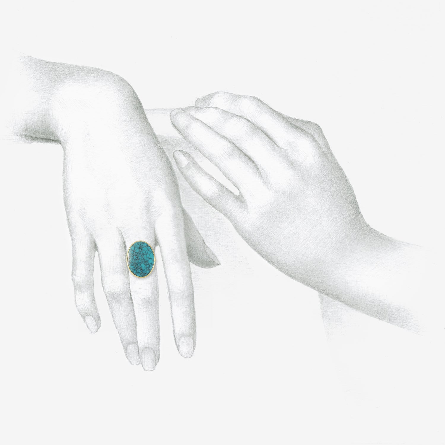 LOLA BROOKS 18K & FLAT OVAL PERSIAN TURQUOISE RING, 9.41CT