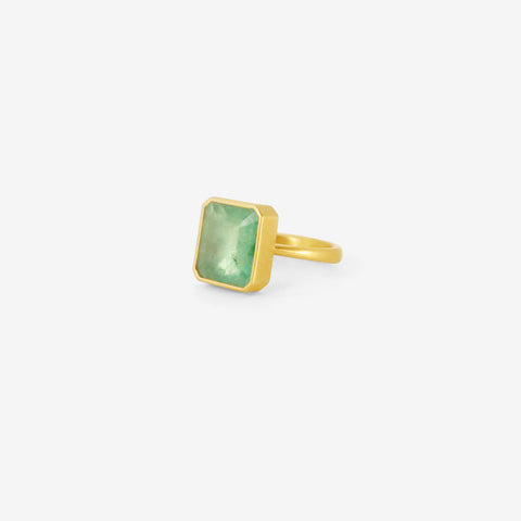 LOLA BROOKS 18K & EMERALD-CUT ZAMBIAN EMERALD RING, 4.68CT