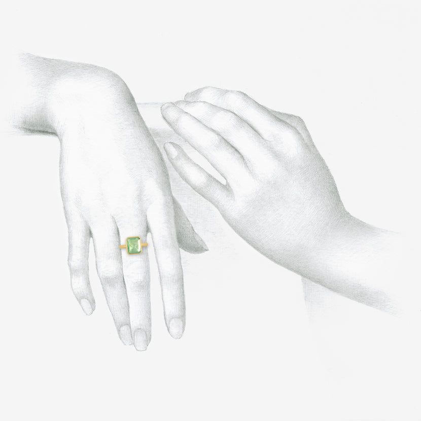 LOLA BROOKS 18K & EMERALD-CUT ZAMBIAN EMERALD RING, 4.68CT