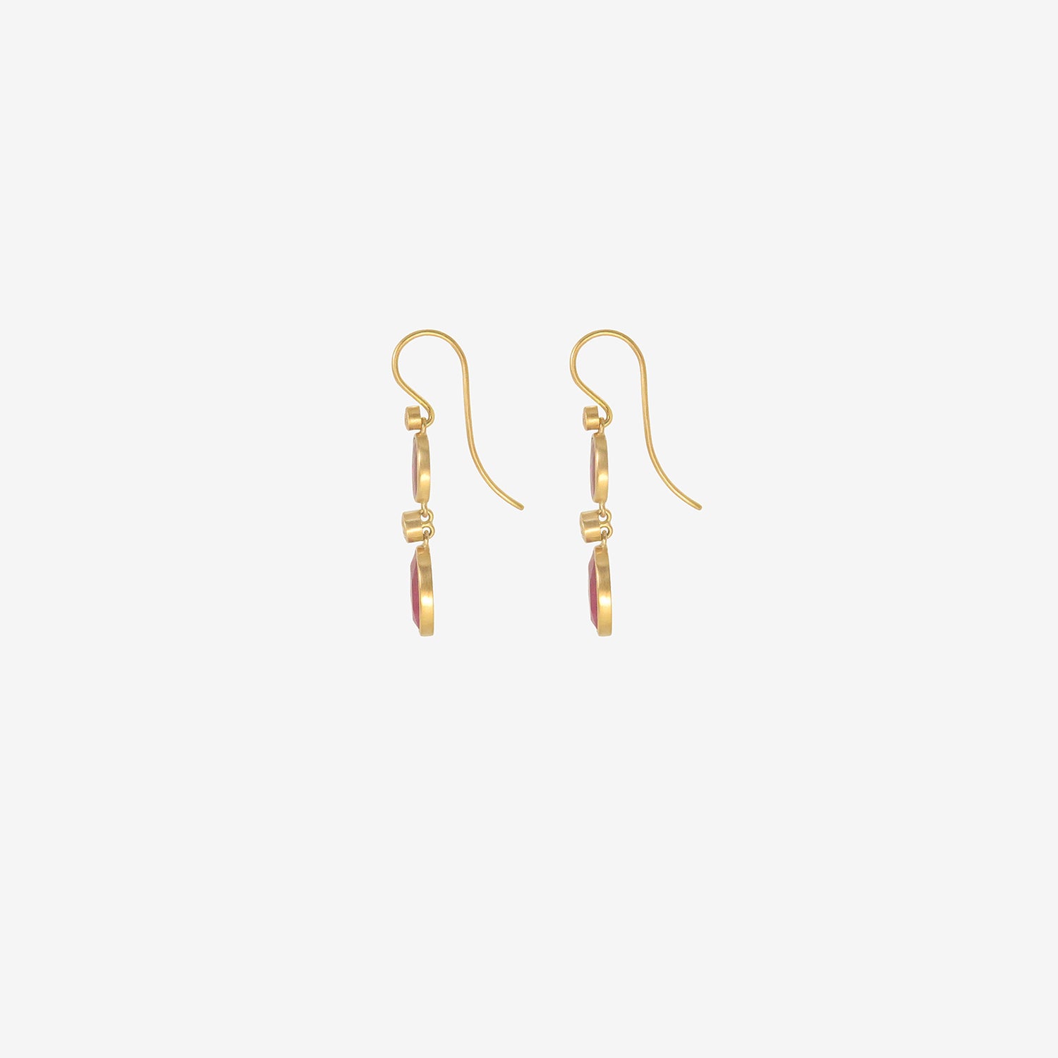 LOLA BROOKS 18K & ROSE-CUT RUBY DOUBLE DROP EARRINGS WITH DIAMONDS