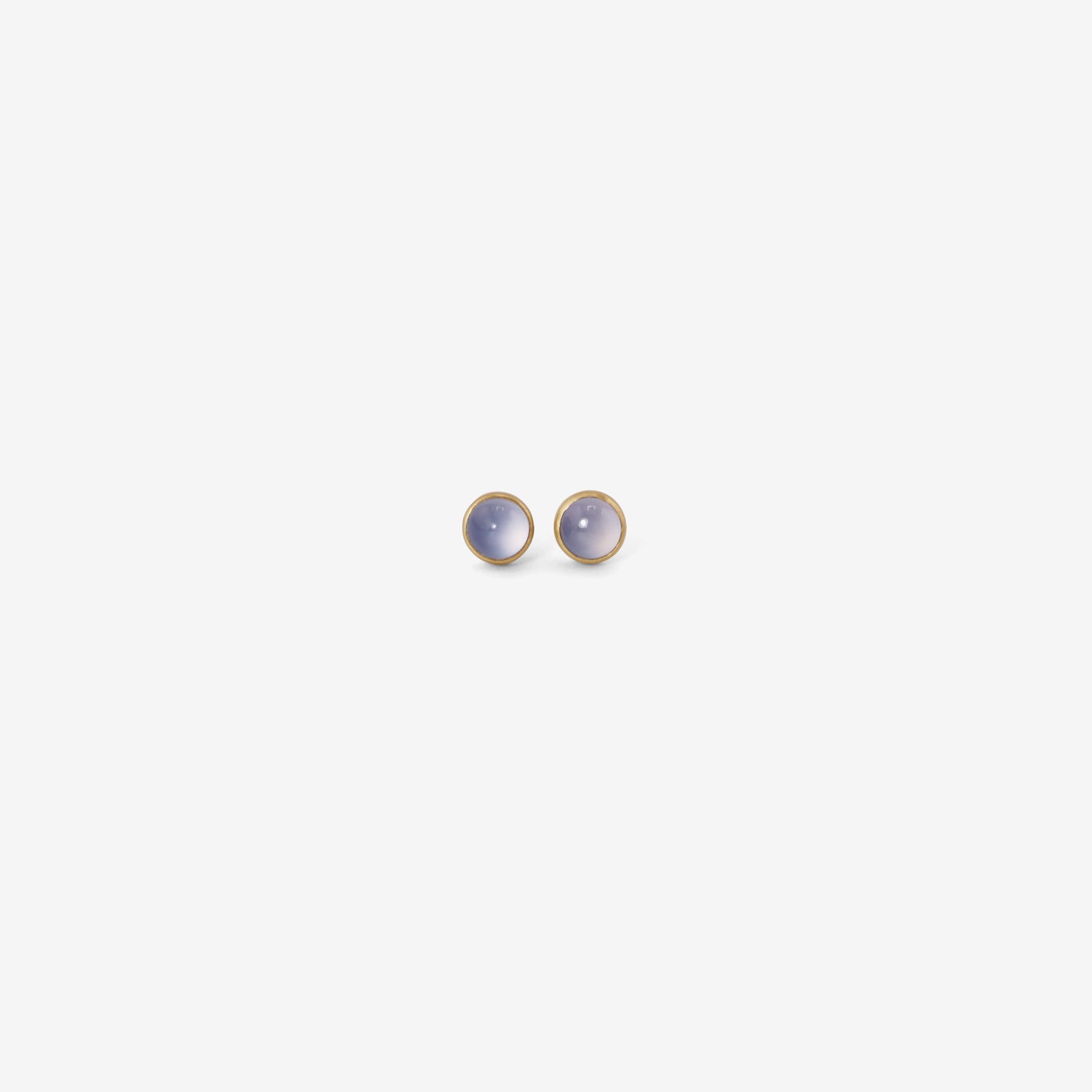 LOLA BROOKS 18K & ROUND CABOCHON BLUE CHALCEDONY STUDS, 1.87CT