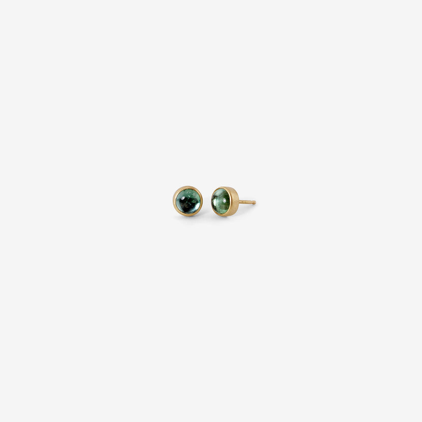 LOLA BROOKS 18K & ROUND CABOCHON GREEN TOURMALINE STUDS, 2CT