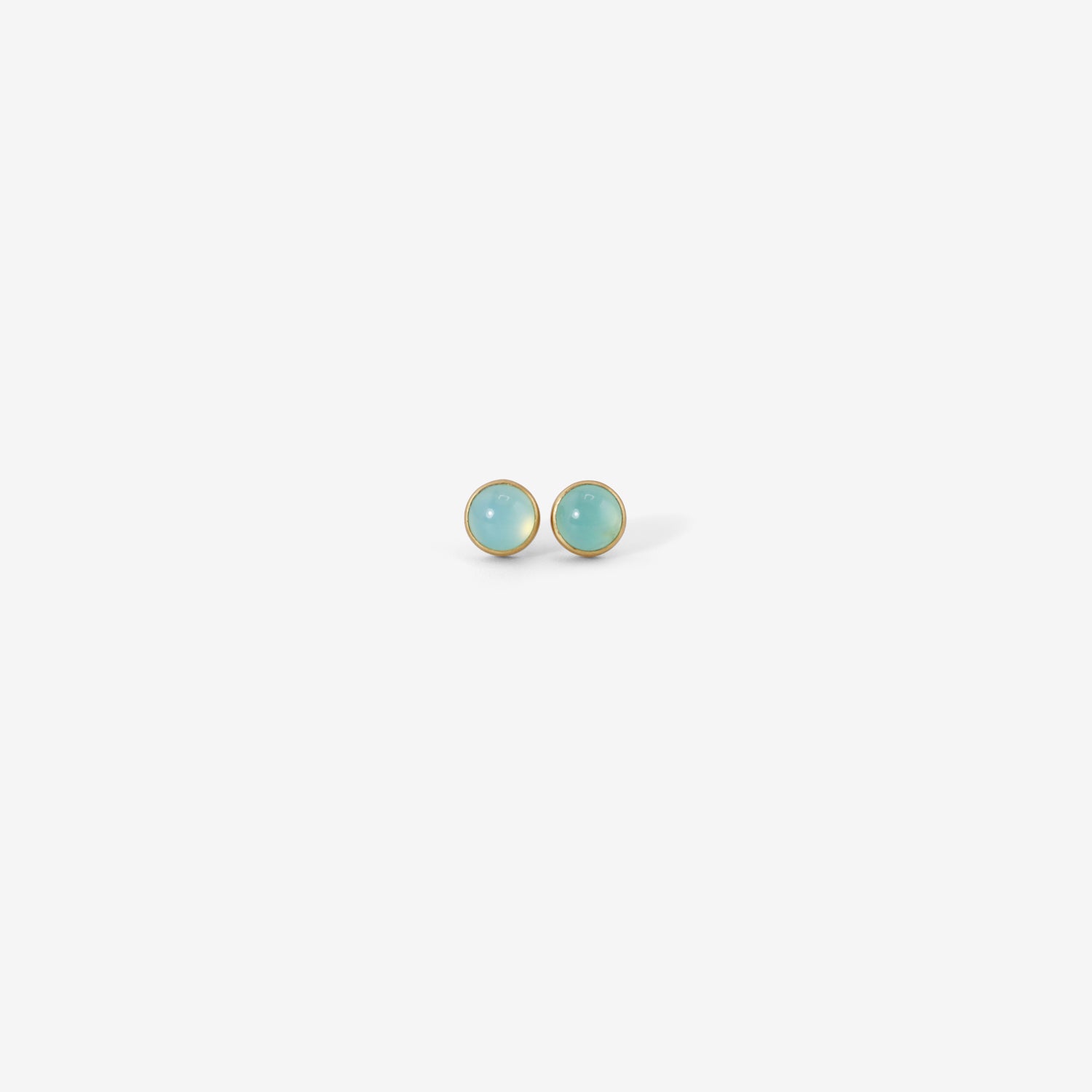 LOLA BROOKS 18K & ROUND CABOCHON PERUVIAN BLUE OPAL STUDS, 2.28CT