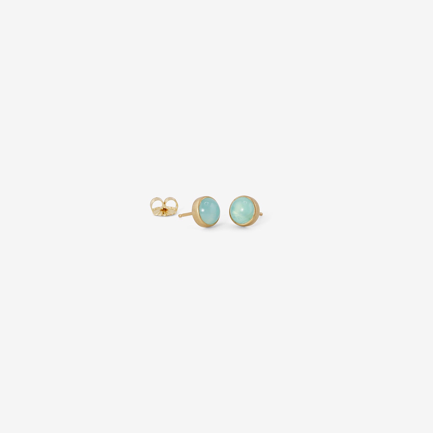 LOLA BROOKS 18K & ROUND CABOCHON PERUVIAN BLUE OPAL STUDS, 2.28CT