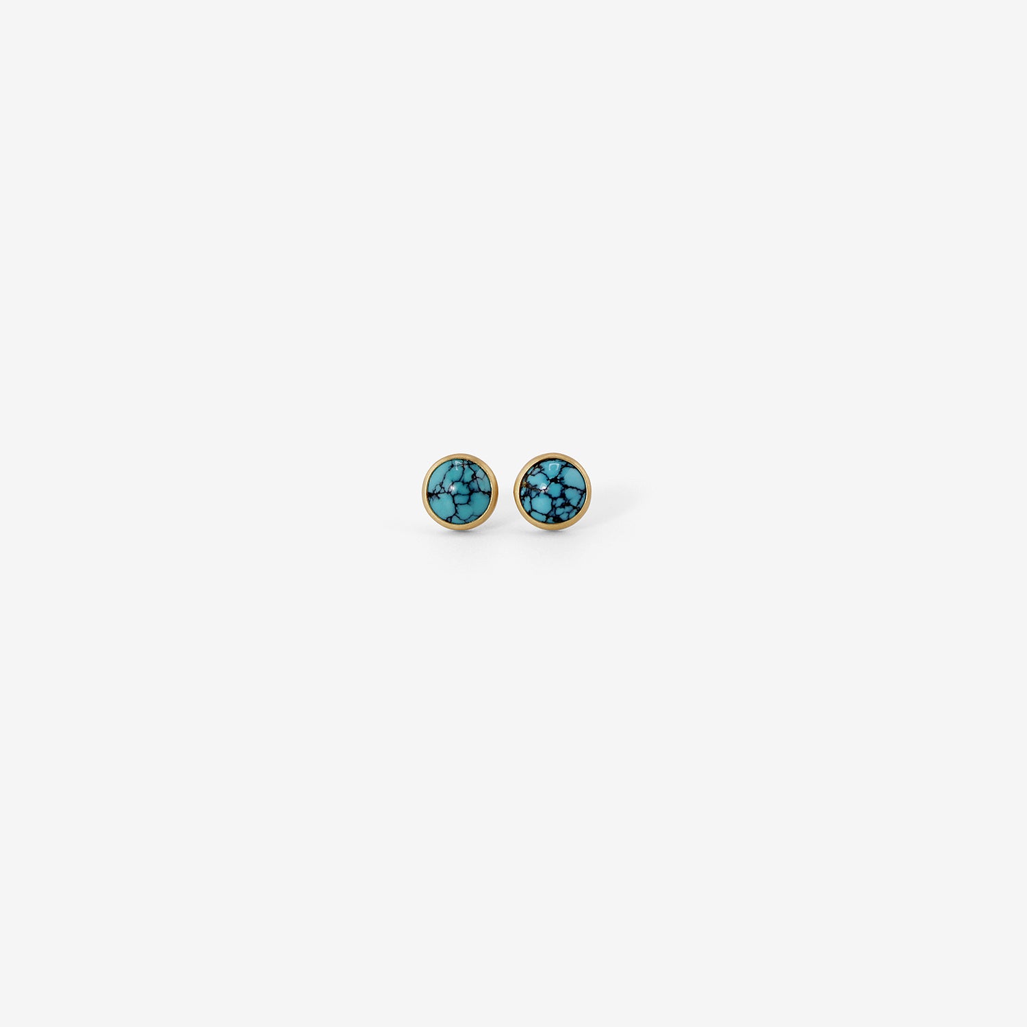 LOLA BROOKS 18K & ROUND TIBETAN TURQUOISE STUDS, 2.31CT
