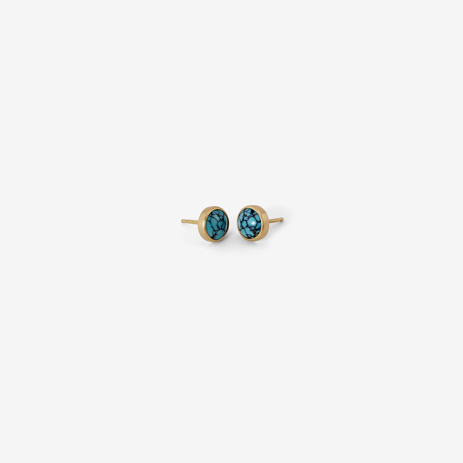 LOLA BROOKS 18K & ROUND TIBETAN TURQUOISE STUDS, 2.31CT