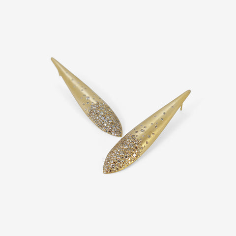 NADA GHAZAL 18K LOTUS PETAL EARRINGS WITH CHAMPAGNE DIAMONDS, 4.95CT. FINAL SALE