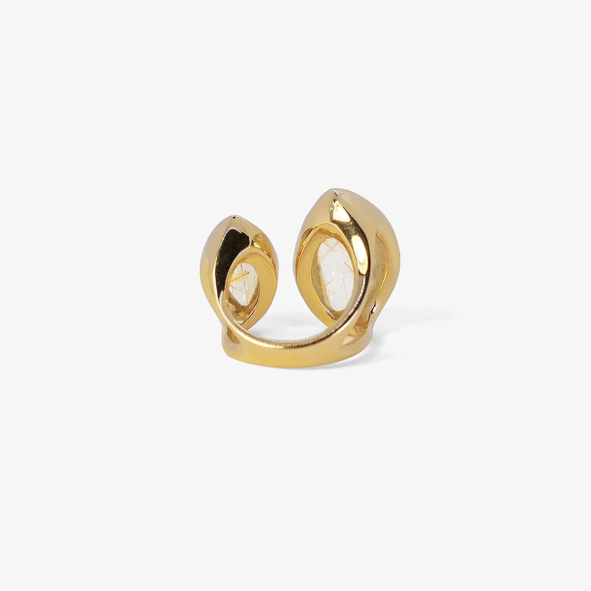 NICOLE LANDAW 14K & RUTILATED QUARTZ AGATHA RING