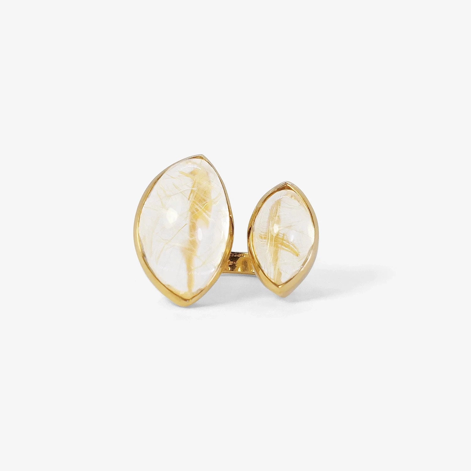 NICOLE LANDAW 14K & RUTILATED QUARTZ AGATHA RING