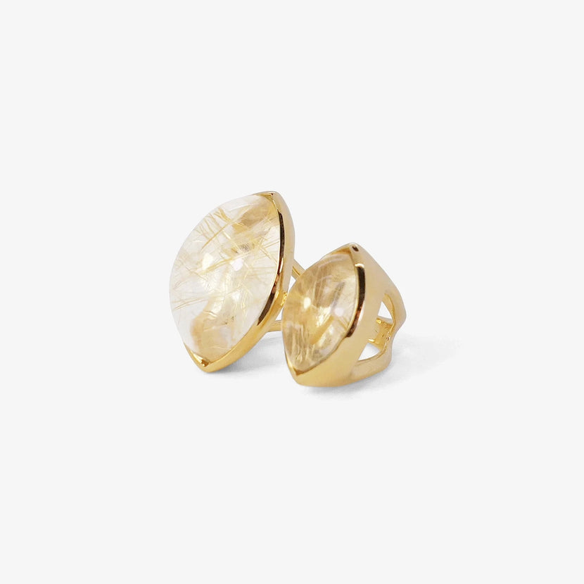 NICOLE LANDAW 14K & RUTILATED QUARTZ AGATHA RING