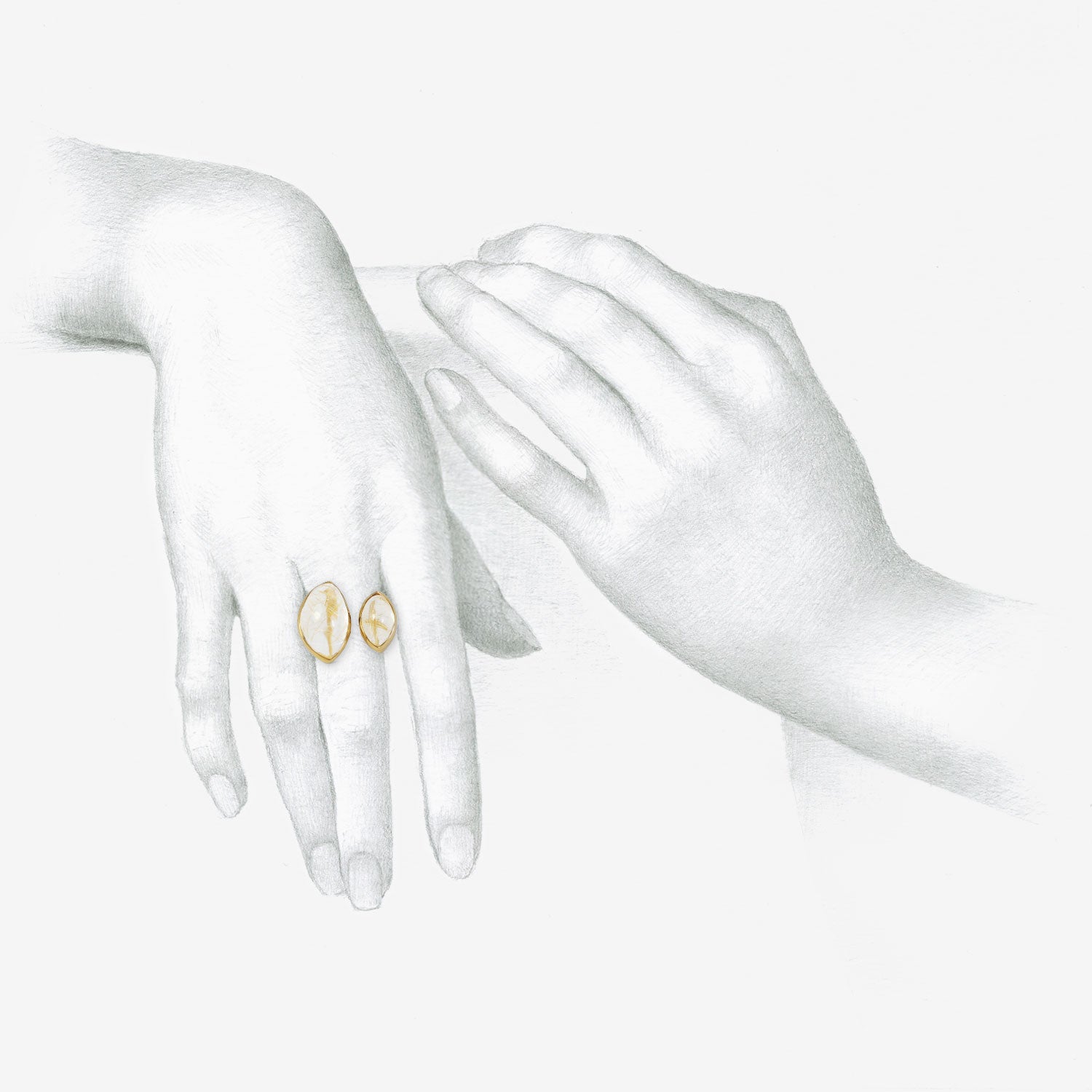 NICOLE LANDAW 14K & RUTILATED QUARTZ AGATHA RING