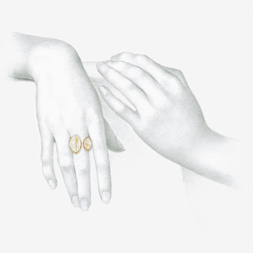 NICOLE LANDAW 14K & RUTILATED QUARTZ AGATHA RING