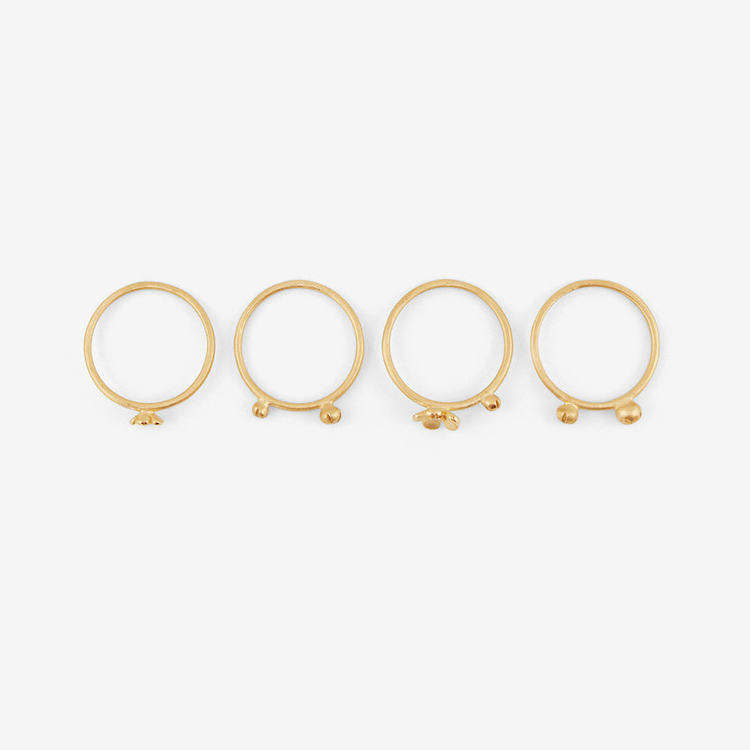 NICOLE LANDAW 14K & DIAMOND BLOSSOM STACKING RING QUAD SET, .10CT